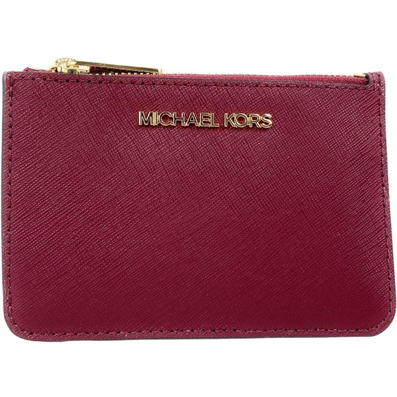 Michael Kors Jet Set Travel Burgundy Card Holder - Picture 1 of 7